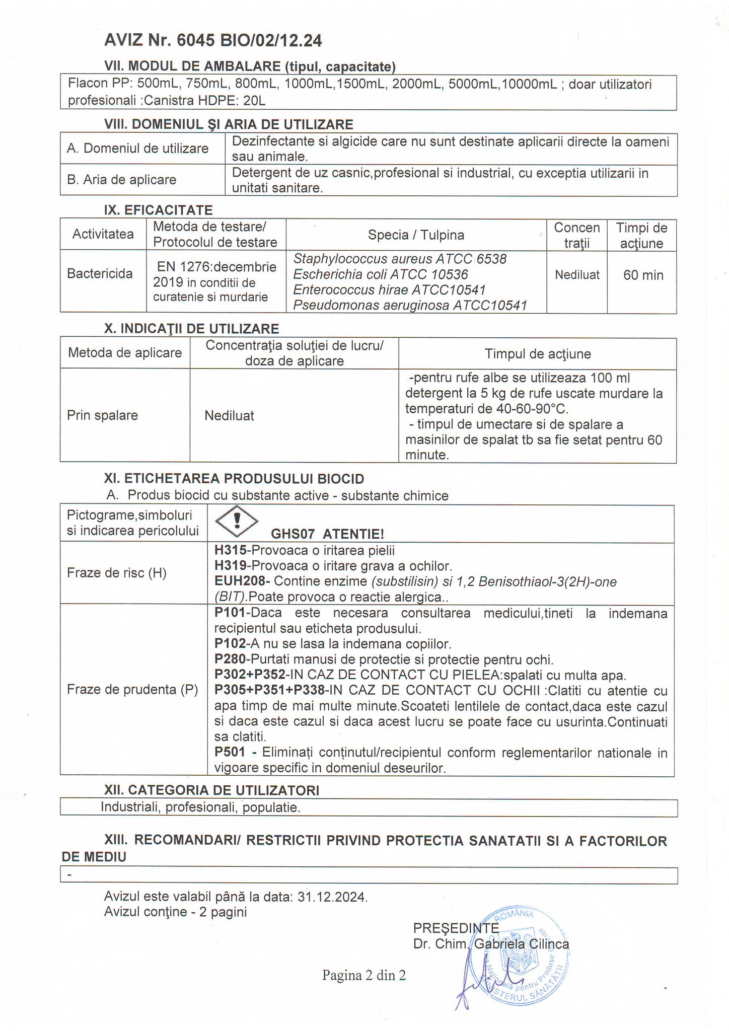Detergent lichid antibacterian pentru tesaturi, Produs biocid, Arca Lux, bidon 20 L