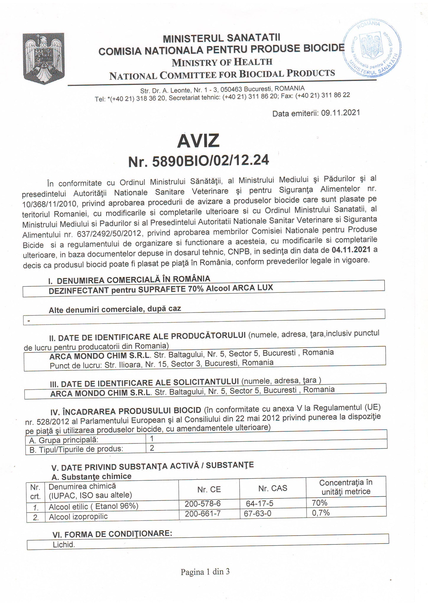 Clor gel igienizant, Bidon 5 L