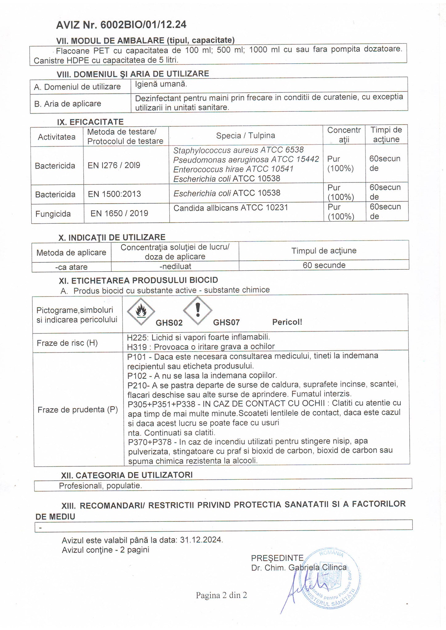 Dezinfectant 'Biocid' pentru maini Arca Lux,40 buc x 100 ml
