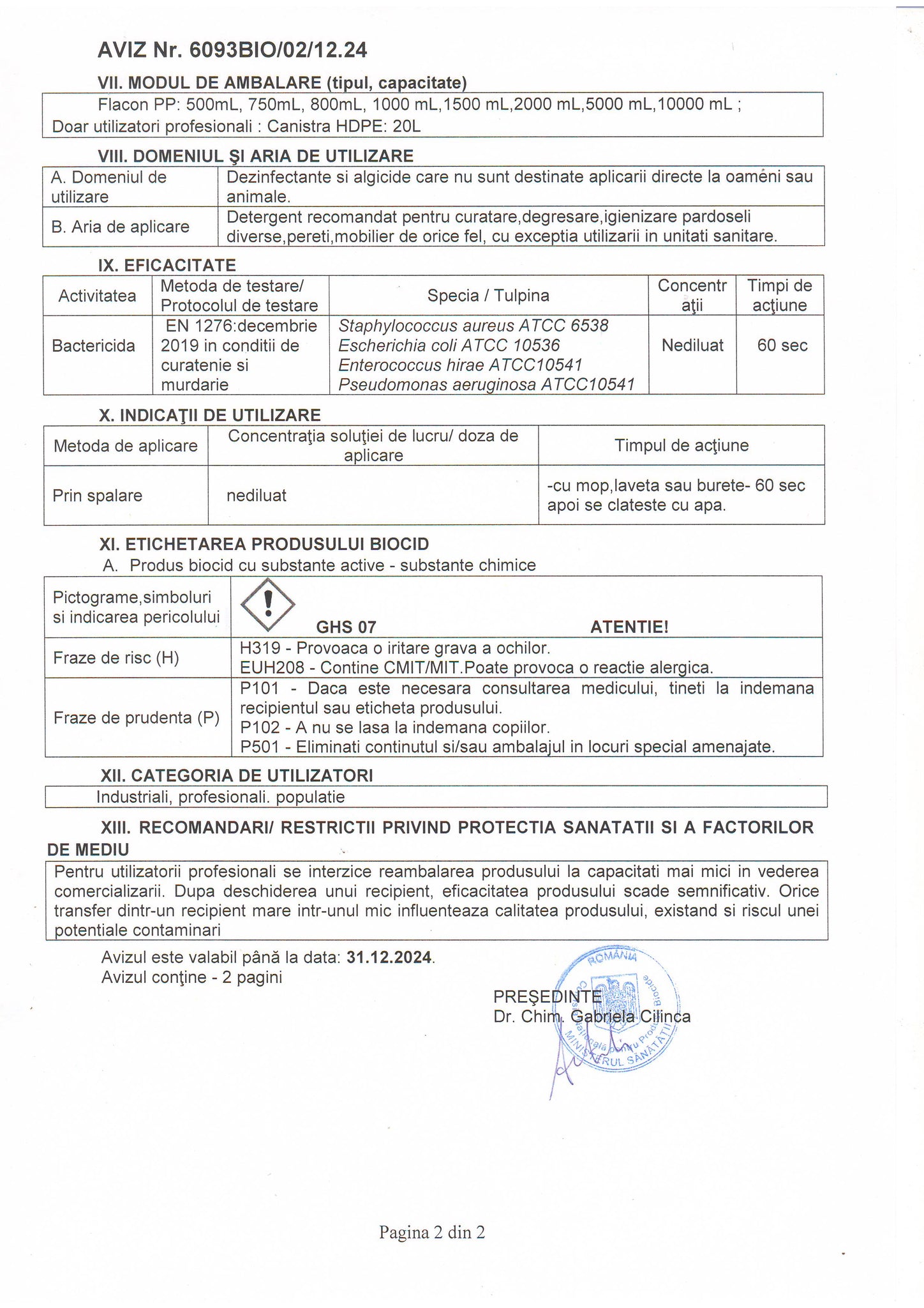 Detergent universal antibacterian si de vesela, Produs Biocid, Arca Lux, Bidon 20 L